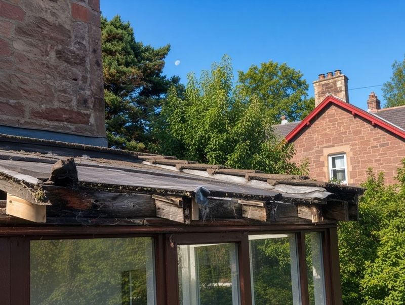 Conservatory roof with rotten timber cut out and new sections let in