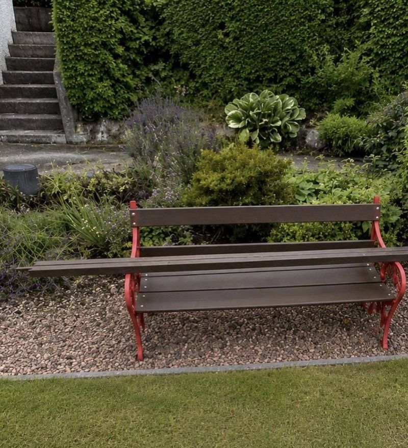 Garden bench with new timber slats fitted to cast iron ends